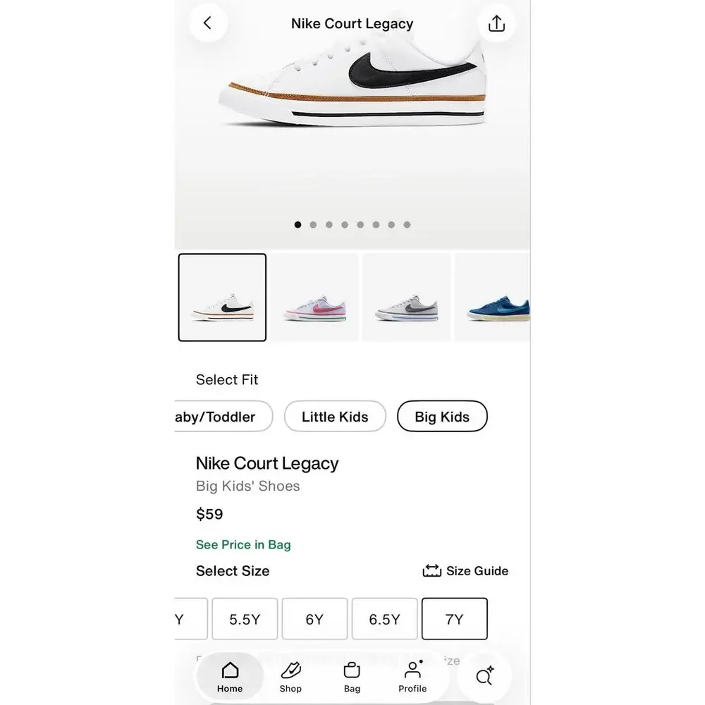 NEW! 7Y Nike Court Legacy GS White Little & Big Kid Unisex Sneakers